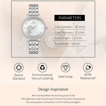 Brand de lux NAVIFORCE Femei Ceas de Moda Rochie Doamnelor Brățară Cuarț Ceas de mână Creative a Crescut cu Diamante Ceas rezistent la apa