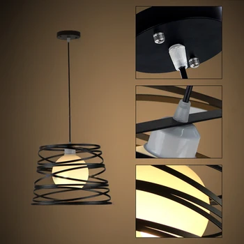LED-uri de Artă Modernă Formă de Pandantiv Lampă de Fier Agățat Lumina camera de zi Dormitor Bucatarie Cafe, sala de Mese de Iluminat Folosind Spirală de Lumini