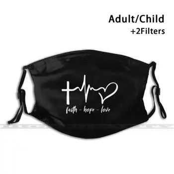 Credință - Speranță - Iubire De Imprimare Reutilizabile Masca Pm2.5 Filtru De Modă De Gura, Masca Pentru Copil Adult Credința, Speranța Iubesc Pe Isus Evanghelia