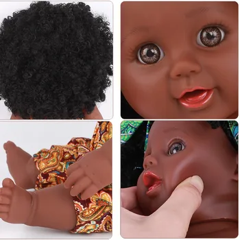 10 bucati en-gros negru renăscut papusa păr afro 30cm de 12 țoli renăscut boneca pop păpuși copil nou-născut plin de silicon baby girl jucarii