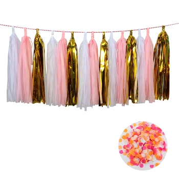 1set Țesut Bej, Rose de Aur Roz Ghirlanda de Hârtie Ciucuri conține 15 ciucuri (3 saci) Nunta cabină de Duș de Mireasă Petrecerea de Ziua Decor