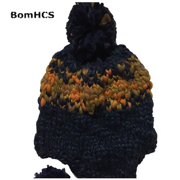 BomHCS Femei Cald Iarna Mozaic Mare burta Fire Earflap Beanie Manual Tricot Pălării