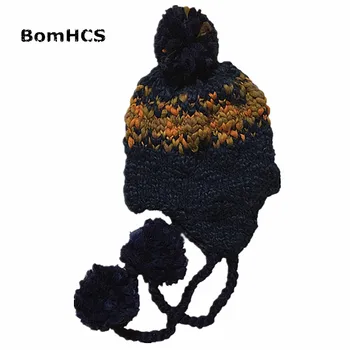 BomHCS Femei Cald Iarna Mozaic Mare burta Fire Earflap Beanie Manual Tricot Pălării