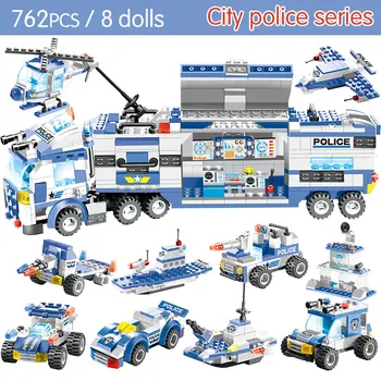 762PCS Blocuri Modul City Mobile de Poliție SWAT City Camion de Poliție Stație de Cărămizi de Jucărie Pentru Copii