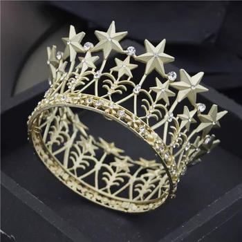 Vintage Baroc Coroană de Flori Mat Culori de aur Rotund Diademă Petrecere Bal Diademe Cap Ornamente de Păr de Nunta Bijuterii Accesorii