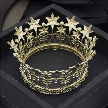 Vintage Baroc Coroană de Flori Mat Culori de aur Rotund Diademă Petrecere Bal Diademe Cap Ornamente de Păr de Nunta Bijuterii Accesorii