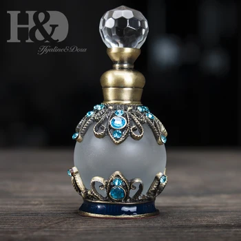 H&D 15ml Antichizat Metal Sticlă transparentă Cu Cristale Albastre Gol de Reumplere Recipientul cu Parfum Acasă Decor Nunta Cadou