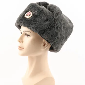 CAMOLAND Armatei Sovietice Militare Insigna Bombardier Pălării Pentru Bărbați, Femei Faux Blana Pălărie de Iarnă Rusia Ushanka Pilot Earflap Hat