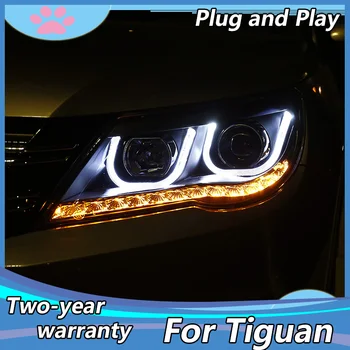 Styling auto Pentru VW 2010-2013 Tiguan Faruri Noi Tiguan LED-uri Faruri DRL Lentilă Fascicul Dublu H7 HID Xenon, Accesorii Auto