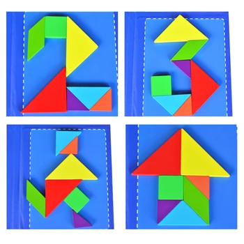 Noi Magnetic Copii Dezvoltarea Mentală Tangram Puzzle Din Lemn Puzzle Blocuri Stil De Carte De Copii Devreme Educationnal Jucării 1 Set