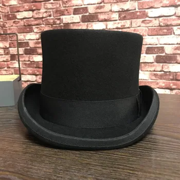 Negri de Lână Pălărie Fedora Plat Mad Hatter Pălărie Tradițională Președintele Partidului Pălărie Steampunk Magie Pălărie cu pene