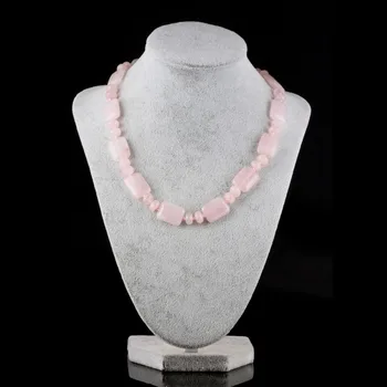 Piatra naturala ridicata colier colier rose quartzs piatră colier 23 culori opționale 13X18mm 6x8mm 18 cm