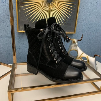 Design de lux, Cizme de sex Feminin pantofi femei Glezna 2020 Toamna Iarna din Piele Groasă, Cu Cizme Scurte Motocicleta Martin pantofi