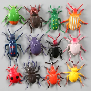 Simulare de Animale Modele 12BUC/set Insecte Beetle Gecko Figurine din Plastic Model de Colectare de Jucării pentru Copii Papusa Cadou