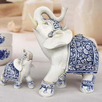 Fengshui Elefant Figurine De Rasina De Avere Mascota Elefant Statuie Norocos Grădină Miniaturi Acasă Decorare Camera De Zi Decor De Birou