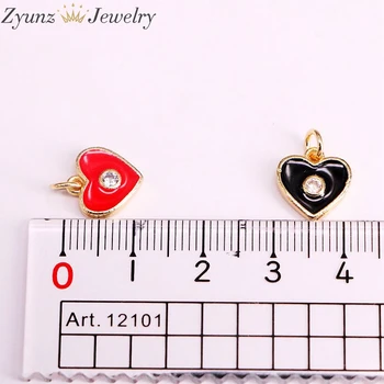 6PCS, Femei bijuterii inima cu aur umplut email cz pavate clasic de moda pandantiv colier