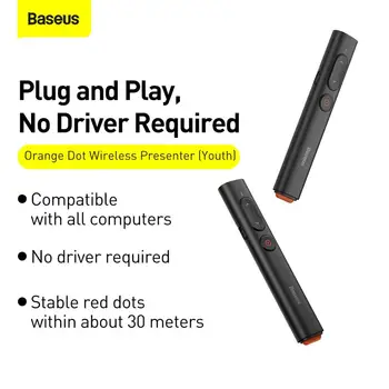Baseus Wireless Presenter USB Laser Pointer cu Control de la Distanță cu Infraroșu Prezentator Stilou Pentru Proiector Powerpoint PPT Slide