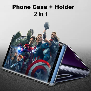 Smart Placare cu Oglinda din Piele Flip case Pentru Samsung Galaxy Nota 3 4 5 6 7 8 9 10 Pro S8 S9 S10 S10E S20 Ultra Plus Flip Caz