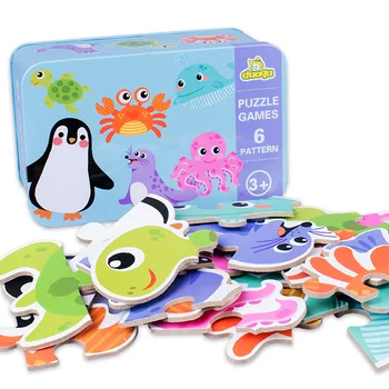 2020 Nouă Copii din Lemn Puzzle Jucării pentru Copii mai Devreme Jucarii Educative Desene animate de Animale de Trafic Lemn Jigsaw Puzzle-uri, Jucării, Cadouri pentru Copii