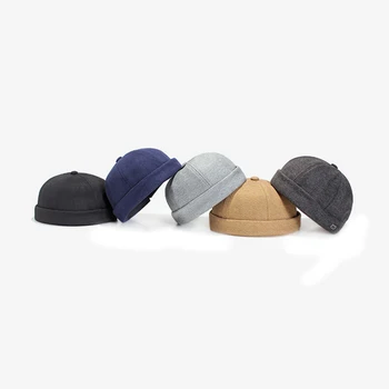 Bărbați Multifuncțional de Modă de Culoare Solidă Beanie Hat Toamna Bumbac Brimless Chelioși Capac Retro Urbane Unice Strada Docker Pălării 2020