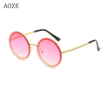 2019 Noua moda de Lux ochelari de Soare pentru femei ochelari fără ramă rotundă doamnelor elegante femei ochelari de soare rotund Gafas de sol Mujer UV400