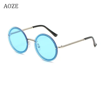 2019 Noua moda de Lux ochelari de Soare pentru femei ochelari fără ramă rotundă doamnelor elegante femei ochelari de soare rotund Gafas de sol Mujer UV400