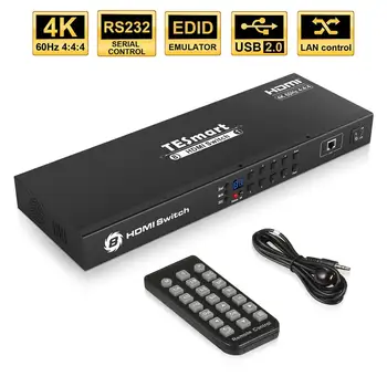 HDMI Switch Comutator de Sprijin 8 intrare-1 ieșire 4K@60Hz HDCP2.2 Automată tur de scanare Automată funcția de detectare RS232, TCP/IP
