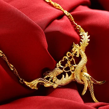 Dragon Phoenix Woemns Pandantiv Colier Aur Galben Umplut Nunta De Bijuterii Cadou