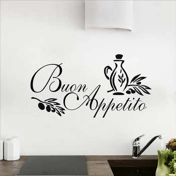 Buon Appetito Adesivo Murale italiană bucătărie Acasă Autocolante de Perete Design de Artă de Vinil Autocolante Pentru Sufragerie Decor Acasă