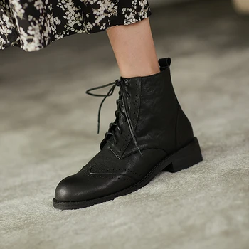 Din Piele Glezna Cizme pentru Femei ShortBoots Tocuri inalte Casual Papuceii Femeie 2020 Primăvară Dantelă Plus Dimensiune Doamnelor Pantofi