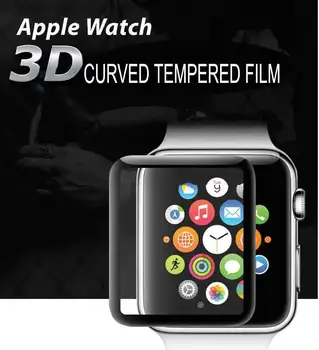 3D Curbat Acoperire Completă Sticla Folie Protectoare Pentru iwatch Apple Watch band Seria 1/2/3 38mm 42mm Ecran Protector de Acoperire