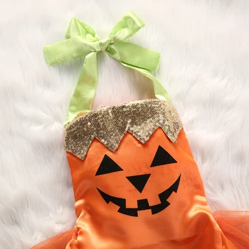 Citgeett Copil Sugar Fata de Gât Dovleac de Halloween Bodysuit Fusta Portocaliu Tutu Tulle Costum de Haine Drăguț Costum de Vacanță ZX 45