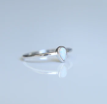 Real argint 925 lacrima, pavată cu piatră de opal grup mic deget inele cu aur alb de culoare pentru inel de nunta bijuterii