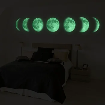 3D, Luminos Faza de Luna Autocolant de Perete Camera de zi Decor de Perete de Artă Murală Decalcomanii de Fundal Decor Glitter Pe Întuneric Autocolante