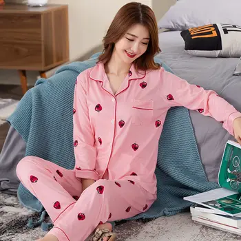 2020 Pijamale Drăguț pentru Femei Seturi de Pijamale Fete Maneca Lunga Topuri+Pantaloni Cu Buzunare Pijama Femei Îmbrăcăminte de Noapte Costum de Pijama
