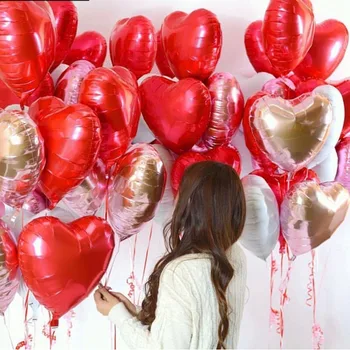 30pcs 18inch Forma de Inima Balon de Folie Băieți Fete Petrecere de Aniversare de Nunta de Decorare Dragoste Balon cu Heliu Îndrăgostiților Umflat Mingea