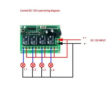 433mhz 12 V 12V 4 CANALE RF fără Fir Control de la Distanță Comutator Sistem Receptor Emițătoare Pentru Aparate de Poarta de Garaj, Usa geam /lampa