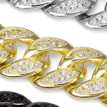Argint 925 Lant de Aur pentru Bărbați de Gheață Afară 12MM 14K Finisaj Diamant Cubanez Link-ul de la Miami Bratari cu Giftbox