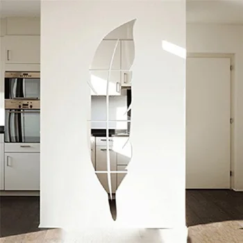 3D Detașabil Forma de Pene de pe perete Oglindă cu Puternice Autocolant Decor Acasă de Viață