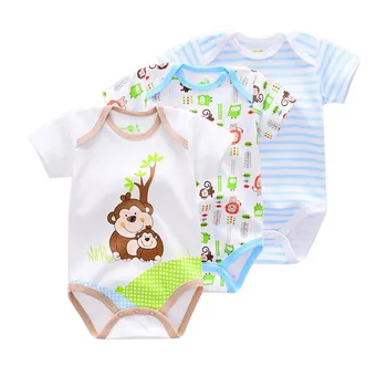 Vara Baby Boy Costume Una-Piese pentru sugari nou-născuți Body copii din bumbac haine de fată costum de Ansamblu Salopete 3 Buc/lot
