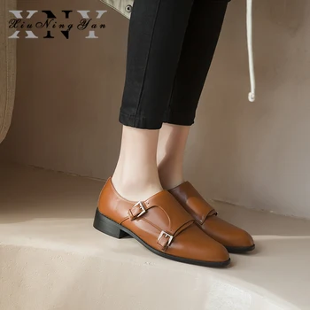XiuNingYan Femei Balerini Pantofi Oxford Femei din Piele Adidasi Doamnelor Pantofi Vintage Pantofi Casual pentru Femei Încălțăminte 2020