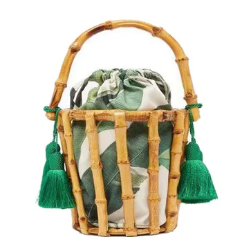 Lansarea de noi produse în 2020 Handmade Genti pentru Femei ciucure de bambus sac de cusut sac gol găleată sac geantă de plajă de vacanță