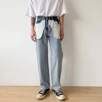 Oamenii Inversă Design Casual, Blugi Drepte Pantaloni Sex Masculin Japonia, Coreea De Stilul Streetwear Hip Hop Moda Vintage Denim Pantaloni