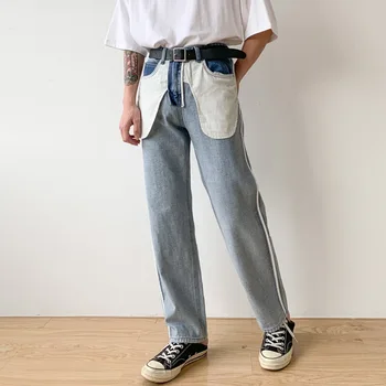 Oamenii Inversă Design Casual, Blugi Drepte Pantaloni Sex Masculin Japonia, Coreea De Stilul Streetwear Hip Hop Moda Vintage Denim Pantaloni