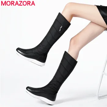 MORAZORA Plus dimensiune 35-44 Natură Nouă din piele iarna zapada ghete femei confortabil cald jos doamnelor cizme genunchi ridicat feminin