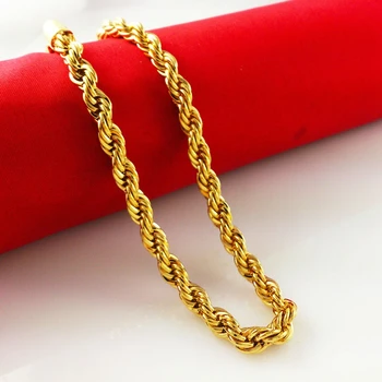 Mult Coarda Lanț De Aur Galben Umplut Nod Răsucite Colier Solid De Bijuterii Pentru Bărbați De 24