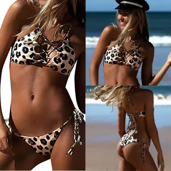 CA 2PCS Femei Bikini Căptușit Sutien Push-Up costume de Baie pe Plajă, Costume de baie, Seturi de Baie