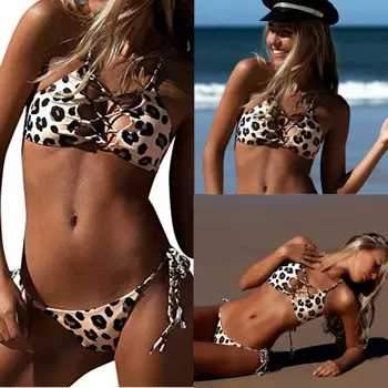 CA 2PCS Femei Bikini Căptușit Sutien Push-Up costume de Baie pe Plajă, Costume de baie, Seturi de Baie