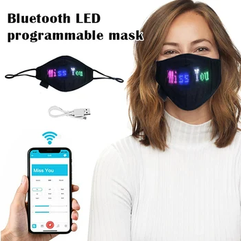 Dropshipping Reducere Bluetooth Programabile Soft Condus de Bumbac Mască de Praf, Built-in Led Display Board, Partidul Jucării Pentru Bărbați Și Femei