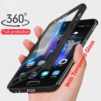 360° Protecție Completă Telefon Caz Capacul din Spate + Sticla Flim pentru Huawei Y5 Prim-Y5 Y6 Y6 Prim-Y7 Y9 Prim-Nova 2i 3i 5i 5T